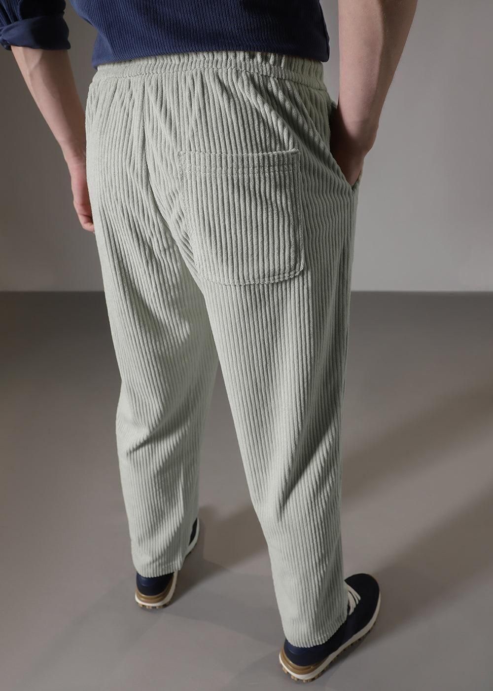 Men's Grey Casual Pants - Cotton Blend Caudray Fabric Trousers for Daily Wear